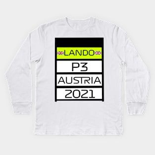 Lando Norris P3 Austria 2021 Pit Board Kids Long Sleeve T-Shirt